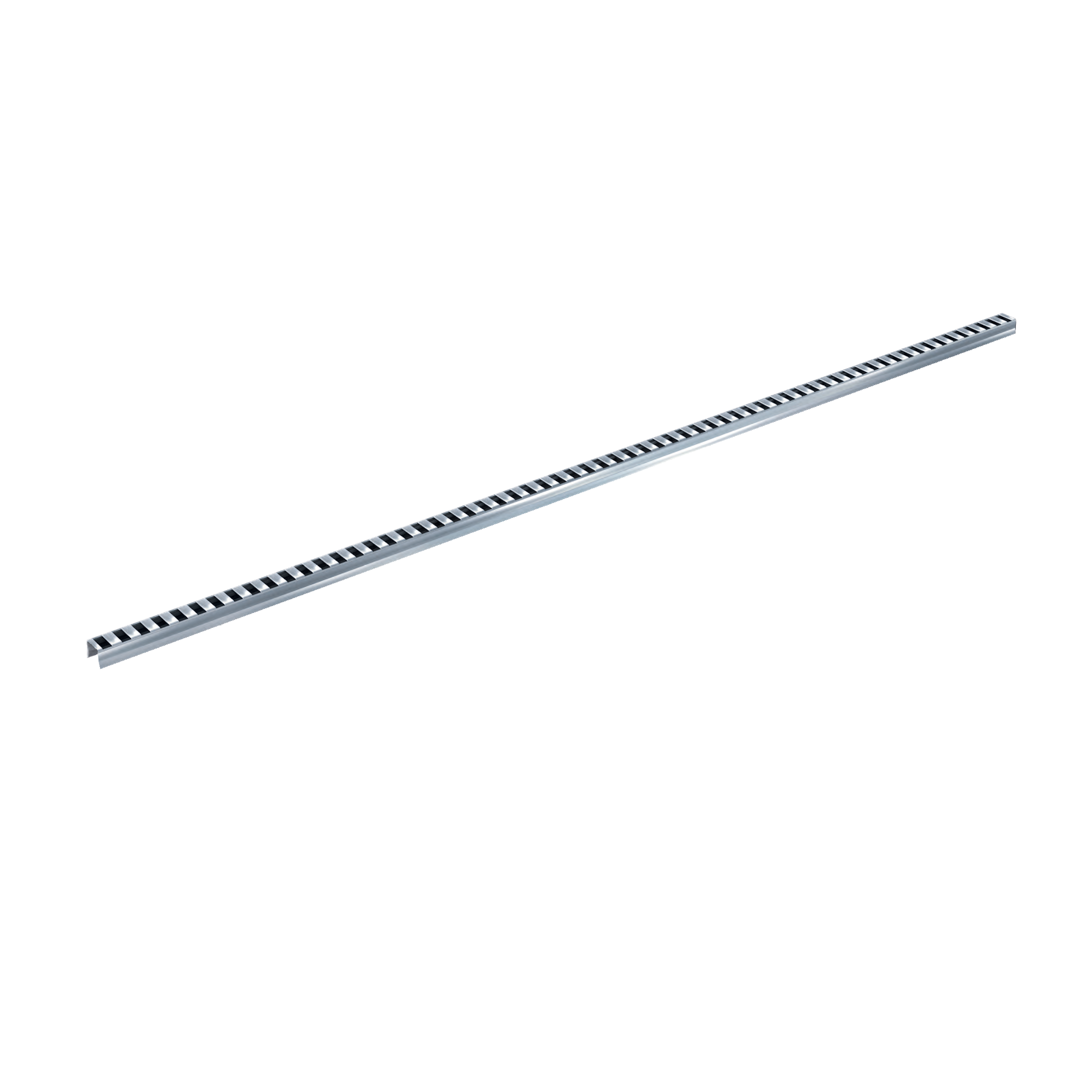 Profil inox 304 Eblade L pour caniveau MEAPARK en plastique recyclé avec fente en polypropylène - Classe de charge A15 - Norme PMR - Facile à poser. Adapté pour terrasse, jardin, entrée de bâtiment et piscine.