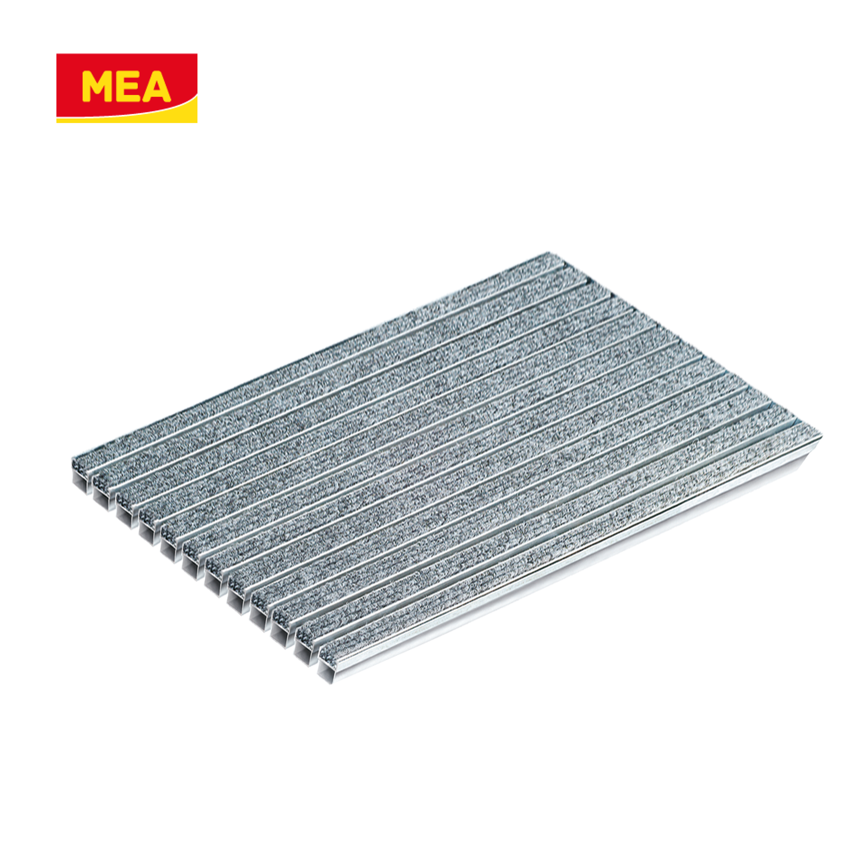 Tapis rips gris pour paillassons encastrables en SMC – solutions robustes et esthétiques pour entrées propres, adaptées aux environnements à fort passage. Norme PMR - classe de charge A15.