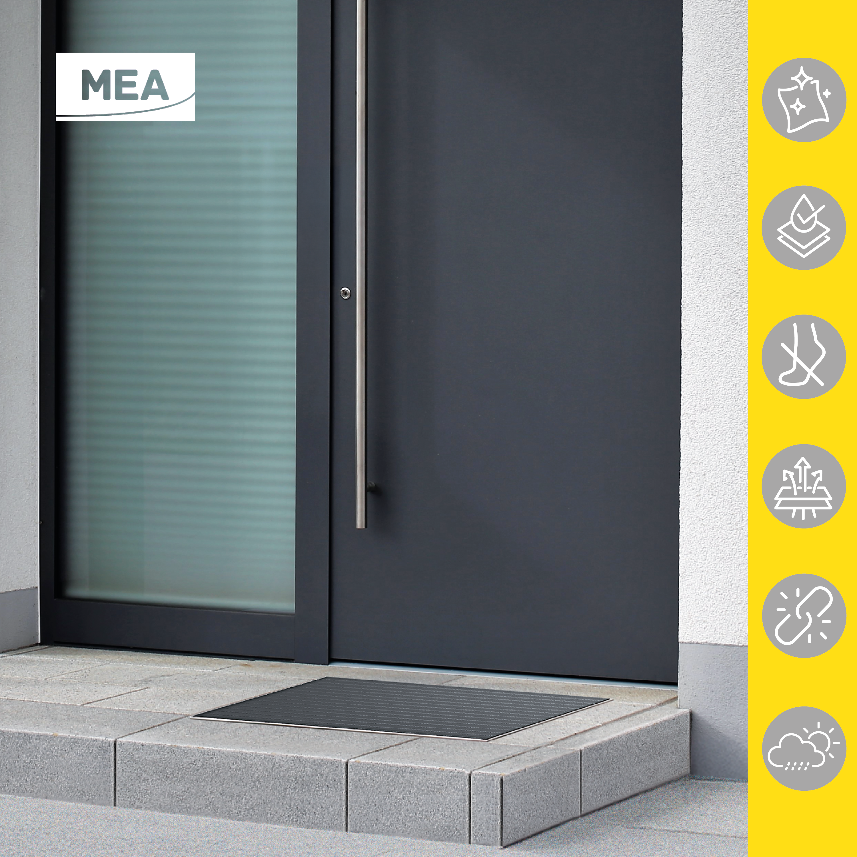 Paillassons encastrables en SMC avec tapis caoutchouc – solutions robustes et esthétiques pour entrées propres, adaptées aux environnements à fort passage.