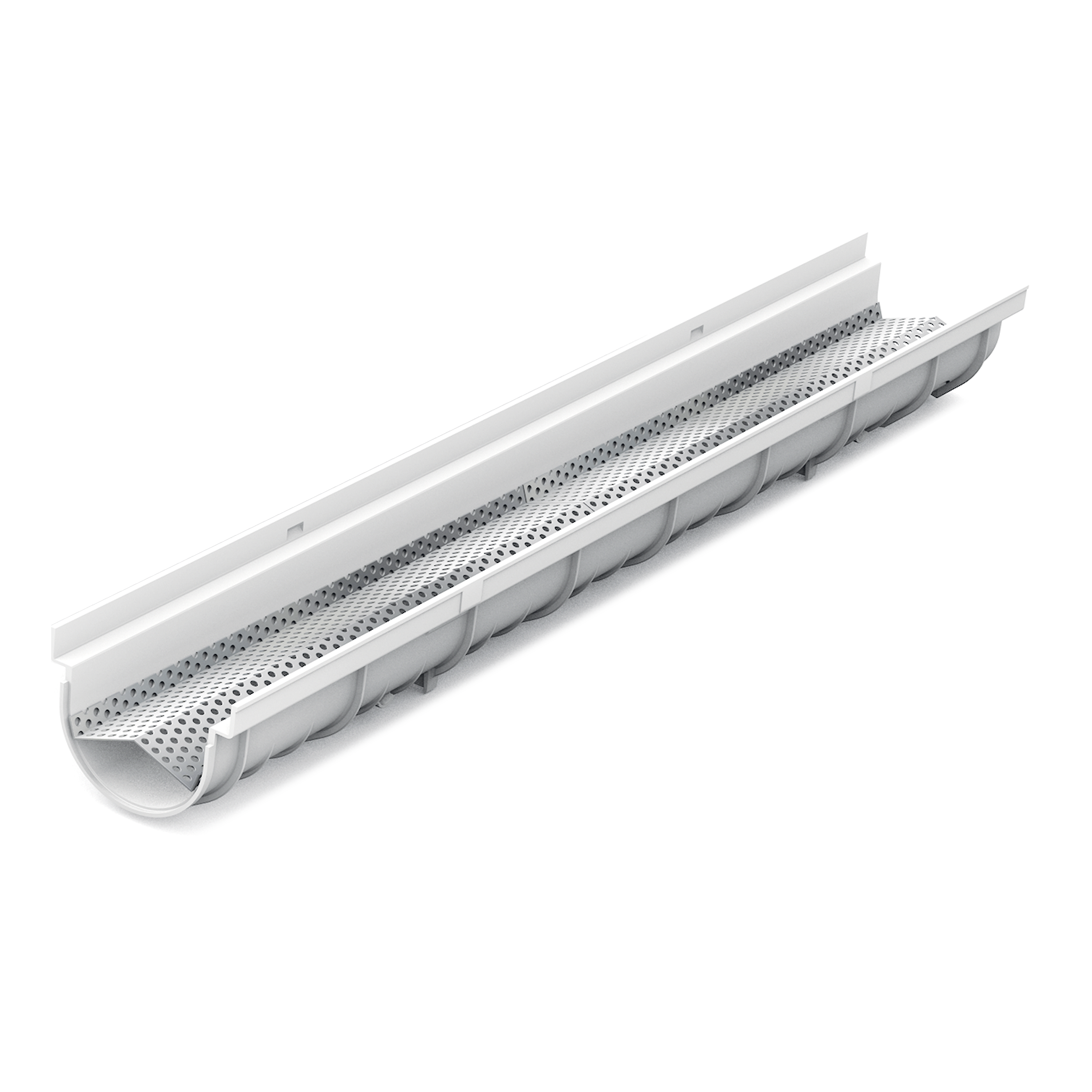 Caniveau décoratif en SMC DECOSTONE avec tôle perforée en acier galvanisé - Résiste au gel - classe de charge A15 - adapté pour terrasse, jardin et façade.