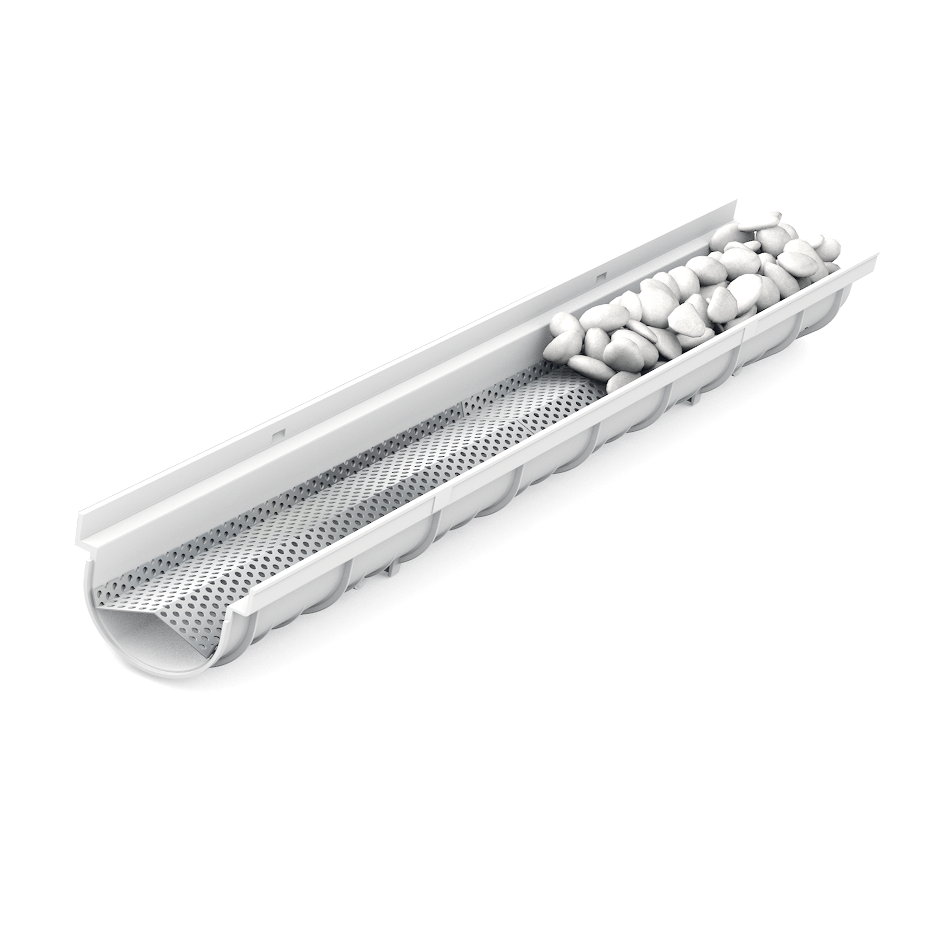 Caniveau décoratif en SMC DECOSTONE avec tôle perforée en acier galvanisé - Résiste au gel - classe de charge A15 - adapté pour terrasse, jardin et façade.
