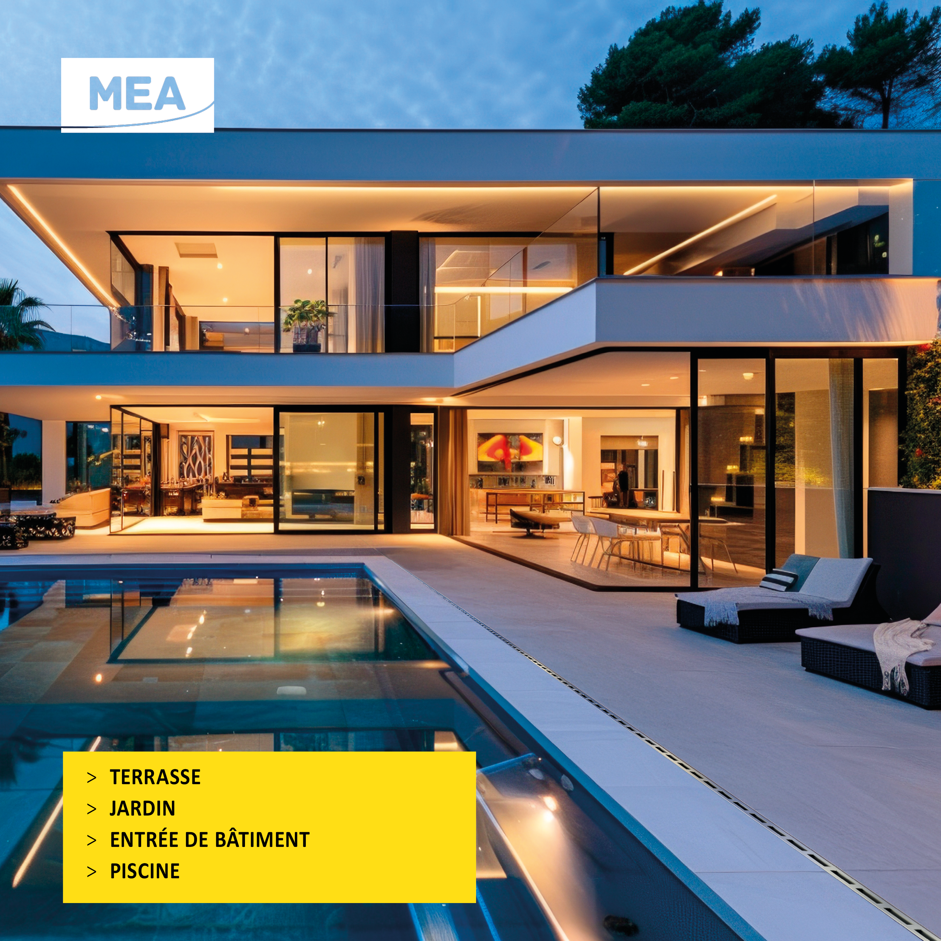 Caniveau discret MEAPARK en plastique recyclé avec fente en polypropylène et profil inox 304 Eblade S - Classe de charge A15 - Norme PMR - Facile à poser. Adapté pour terrasse, jardin, entrée de bâtiment et piscine.