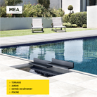 Caniveau discret MEAPARK en plastique recyclé avec fente TSC en polypropylène - Classe de charge A15 - Norme PMR - Facile à poser. Adapté pour terrasse, jardin, entrée de bâtiment et piscine.