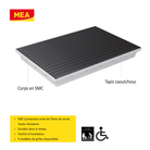 Paillassons encastrables en SMC avec tapis caoutchouc – solutions robustes et esthétiques pour entrées propres, adaptées aux environnements à fort passage. Norme PMR - classe de charge A15.