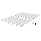Pack de 12 caniveaux design  en SMC DECOLINE avec grille longitudinale en plastique recyclé grise. Classe de charge A15, norme PMR. Adaptés aux environnements avec couvertures de sols clairs - Résiste au gel, au sel et produits chimiques.