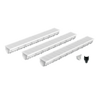 Pack de 3 caniveaux design  en SMC DECOLINE avec grille longitudinale en plastique recyclé grise. Classe de charge A15, norme PMR. Adaptés aux environnements avec couvertures de sols clairs - Résiste au gel, au sel et produits chimiques.
