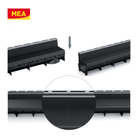 Caniveau discret MEAPARK en plastique recyclé avec fente en polypropylène et profil inox 304 Eblade R - Classe de charge A15 - Norme PMR - Facile à poser. Adapté pour terrasse, jardin, entrée de bâtiment et piscine.