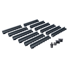 Pack de 12 caniveaux MEAPARK en plastique recyclé avec fente en polypropylène et profil inox 304 Eblade B - Classe de charge A15 - Norme PMR - Facile à poser. Vendu avec kit d'accessoires complet.