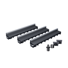 Pack de 3 caniveaux MEAPARK en plastique recyclé avec fente en polypropylène et profil inox 304 Eblade B - Classe de charge A15 - Norme PMR - Facile à poser. Vendu avec kit d'accessoires complet.