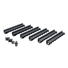 Pack de 6 caniveaux MEAPARK en plastique recyclé avec fente en polypropylène et profil inox 304 Eblade B - Classe de charge A15 - Norme PMR - Facile à poser. Vendu avec kit d'accessoires complet.