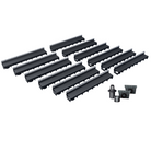 Pack de 12 caniveaux MEAPARK en plastique recyclé avec fente en polypropylène et profil inox 304 Eblade S - Classe de charge A15 - Norme PMR - Facile à poser. Vendu avec kit d'accessoires complet.