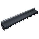 Caniveau discret MEAPARK en plastique recyclé avec fente en polypropylène et profil inox 304 Eblade S - Classe de charge A15 - Norme PMR - Facile à poser. Adapté pour terrasse, jardin, entrée de bâtiment et piscine.