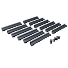 Pack de 12 caniveaux MEAPARK en plastique recyclé avec fente en polypropylène et profil inox 304 Eblade T - Classe de charge A15 - Norme PMR - Facile à poser. Vendu avec kit d'accessoires complet.