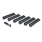 Pack de 6 caniveaux MEAPARK en plastique recyclé avec fente en polypropylène et profil inox 304 Eblade T - Classe de charge A15 - Norme PMR - Facile à poser. Vendu avec kit d'accessoires complet.