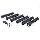 Pack de 6 caniveaux MEAPARK en plastique recyclé avec fente en polypropylène et profil inox 304 Eblade R - Classe de charge A15 - Norme PMR - Facile à poser. Vendu avec kit d'accessoires complet.