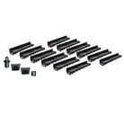 Pack de 12 caniveaux discrets MEAPARK en plastique recyclé avec fente TSC en polypropylène - Classe de charge A15 - Norme PMR - Facile à poser. Adapté pour terrasse, jardin, entrée de bâtiment et piscine.