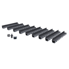 Pack de 9 caniveaux discrets MEAPARK en plastique recyclé avec fente TSC en polypropylène - Classe de charge A15 - Norme PMR - Facile à poser. Adapté pour terrasse, jardin, entrée de bâtiment et piscine.