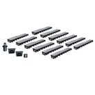 Pack de 12 caniveaux en plastique recyclé MEAPARK avec grille en acier galvanisé - Classe de charge A15 - norme PMR - Made in Germany - adaptés pour terrasse, jardin et entrée de bâtiment.