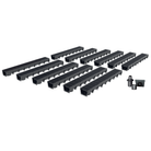 Pack de 12 caniveaux MEAPARK avec grille longitudinale noire en plastique recyclé - Classe de charge A15 - Norme PMR - Facile à poser. 