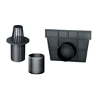 Kit accessoires en plastique recyclé pour caniveaux MEAPARK. Le kit contient 1 crépine, 1 manchon et 2 plaques frontales.